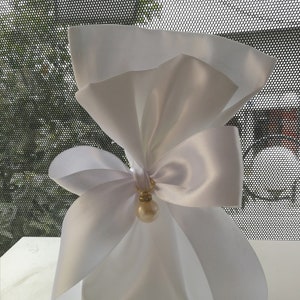 Bomboniere con perle bianche, sacchetto di raso, ospiti unici, souvenir di nozze, bomboniera greca per battesimo, souvenir di battesimo, idee regalo, evento elegante