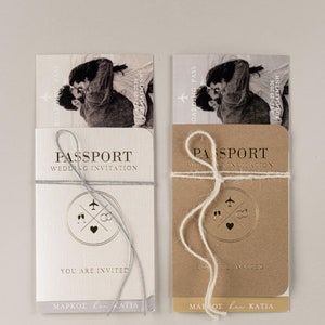 Seu passaporte pessoal com FOTO Convites de casamento em envelope Convites para convidados da festa de casamento Cartão de convite exclusivo físico