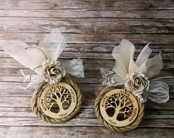 Tree of life favors Wedding favors wreaths  Floral Baptism bomboniere Guests gifts ideas baby shower souvenirs Greek wishes Bridal giveaway