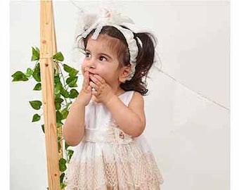 Couture outfit Baby girl dress lace Greek set White Beige Orthodox baptism Toddler formal wedding Party set christening Unique design