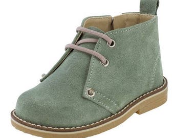 Leather Chukkas Shoes Green Blue Baby 