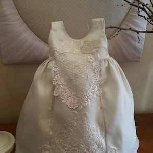 Linen Gown Christening Dress Lace Outfit Flower Girl Dress - Etsy