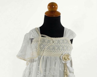 Conjunto de mameluco de alta costura para niña boda * Mono de encaje color crema * Traje de niña de las flores * Traje de fiesta de boda * Traje de unión para el 1er cumpleaños