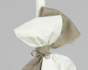 Lambada Rustic Greek baptism candles - Orthodox christening candles - Burlap baptism candles - Baby rustic baptism candle Handmade candles
