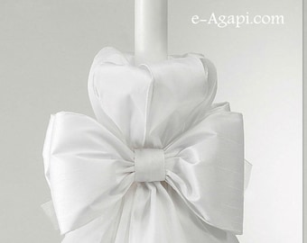 Greek baptism white candles Orthodox baptismal candles - Handmade candle - Baby christening candles - baby boy * baby girl candles Lambada