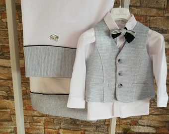 Baptism outfit and ladopana set Pastel colors style Baby boy greek suit Orthodox baptism Toddler formal wedding Church set christening