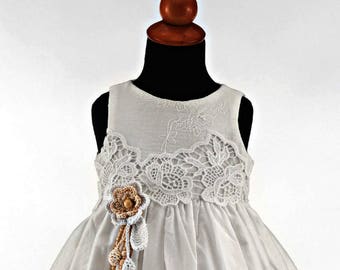 White christening dress Lace Crochet Flower girl dress Greek baptism set Wedding dress toddler Flowergirl dress wedding baby couture dress