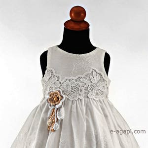 White christening dress Lace Crochet Flower girl dress Greek baptism set Wedding dress toddler Flowergirl dress wedding baby couture dress