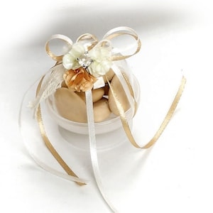 Glass cake bowl stand Greek wedding baptism favors Handmade guests gifts koufeta confetti