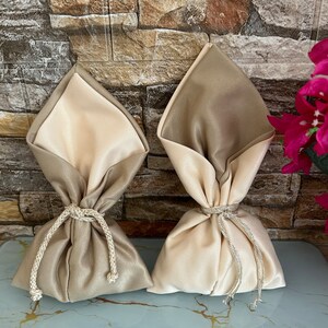 Bomboniere in avorio oliva lucido Bomboniere per matrimonio Souvenir greci con koufeta Sacchetto per regali per gli ospiti Omaggio di classe Elegante