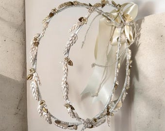 Rustic wheat wedding crowns Greek stefana orthodox couple tiara Stephana handmade Barn ceremony Bridal hair accessories