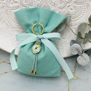 Portachiavi con bomboniere anti-malocchio in acciaio, bomboniere per battesimi, souvenir per matrimoni, bomboniere greche, eleganti regali per gli ospiti, acciaio inossidabile placcato in oro 24K
