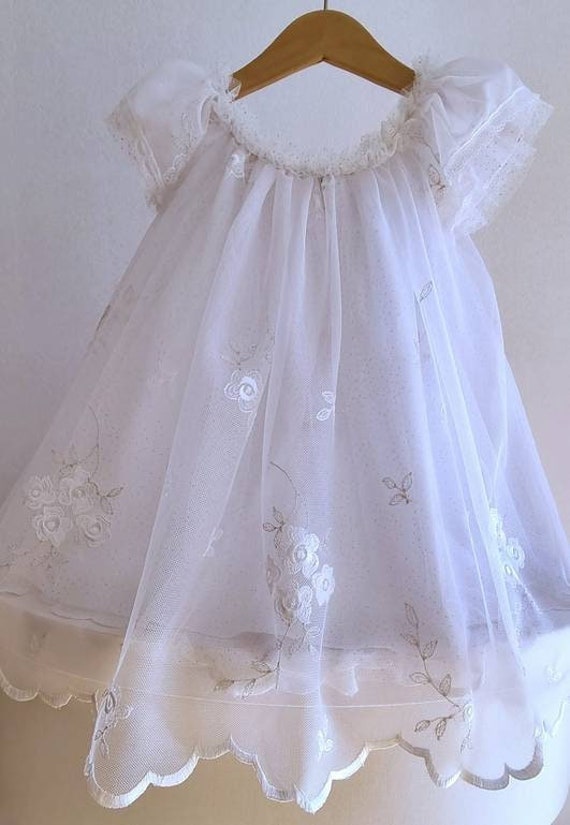 White silver Lace Dress Baby Girl Baptism Lace Set Orthodox