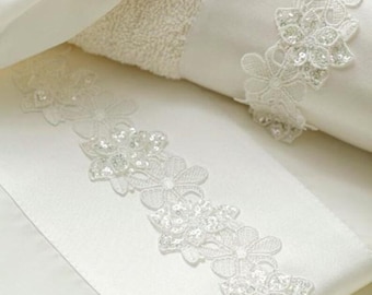 Chic and luxurious ladopana set Baby girl greek baptism Handmade towel oilcloth Unique orthodox christening