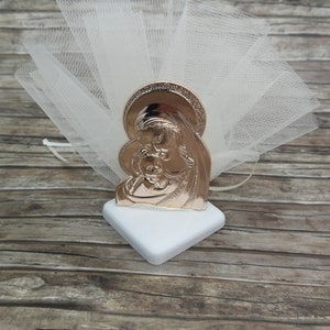 Panagia and Jesus ornament on stone Favors baptism self stand decor souvenirs Greek bomboniere koufeta guest gifts
