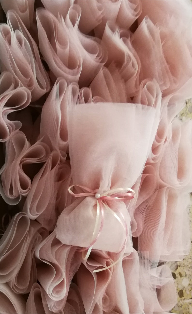 Mocca Ivory pearl favors Wedding Baptism bomboniere Guests gifts souvenirs Bridal giveaway Classic tulle pouches image 1