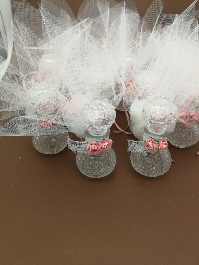 Mini bottles favors unique guests gifts Baptism favors Christening souvenirs Greek bombonieres for guests Giveaway ideas Floral elegant