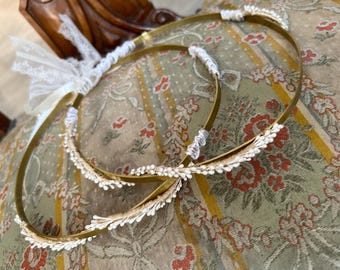 Rustic elegant Buds wedding crowns Greek stefana orthodox couple tiara Stephana handmade Barn ceremony Bridal hair accessories