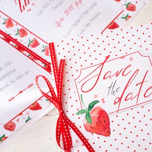 Convites de batizado FÍSICO Morango Convites para convidados de festa Papelaria exclusiva para batizado Cartão de convite Bebê menina