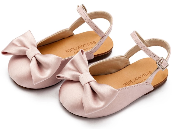 infant pink dress shoes Baby Pink Satin Baby Shoes Infant Ballerina Slippers Soft Baby Girl Dress Shoes Newborn Coming Home Outfit Baby Shower Gift
