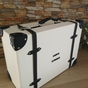 Baúl vintage personalizado para bautizo griego de bebé niño, maleta azul para bautizo ortodoxo, caja de regalo de nouna, regalo de ahijado.