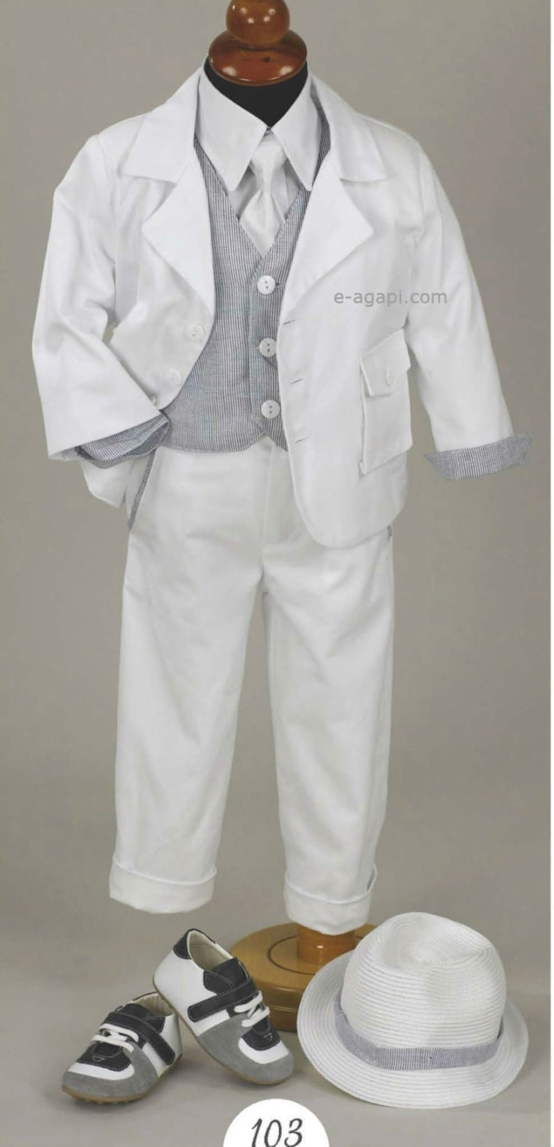Couture Baby boy baptism outfit set Greek baptism suits white christening suit image 1