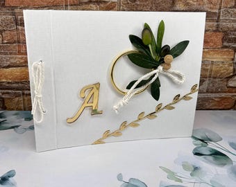 Olive wreath style Personalized baptism guests book Handmade unique baptism gifts