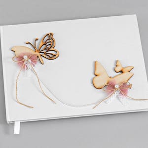 Butterfly baby girl baptism guests book * Handmade baby first book * Scrapbook album * Christening gifts Wishes book naming day Goddaughter