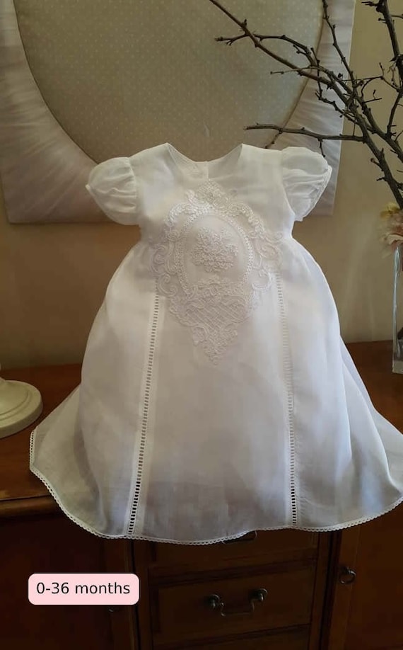 Linen gown christening dress Lace outfit Flower girl dress | Etsy