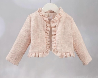 Elegante vestoutfit Babymeisje oudroze gebroken wit opties Formeel peuterfeest doopfeest orthodoxe Griekse doop Uniek ontwerp