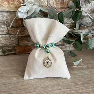 Elegant stainless steel 24K gold Evil eye favors Baptism Wedding souvenirs Greek bomboniere koufeta for guest gifts