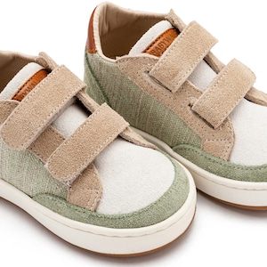 Exclusive Beige Mint leather sneakers Baby boy Formal wedding shoes baby boy baptism luxury shoes size 19 - 25 EU / 4 - 9 US