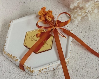 Personalized coaster Baptism Wedding Favors Ceramic ornament Guests souvenirs koufeta confetti giveaway