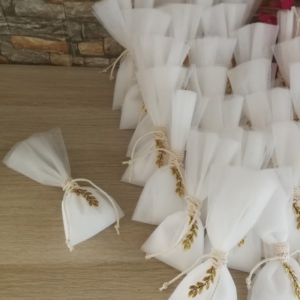 Minimal olive favors Wedding bomboniere Bridal greek souvenirs with koufeta Confetti guests gifts giveaway