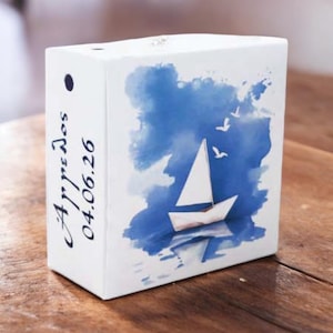Bomboniere personalizzabili in scatola blu navy Bomboniere per battesimo Bomboniere per matrimonio Bomboniere greche in barca con koufeta Regali per gli ospiti Douvenirs Stile marino unico