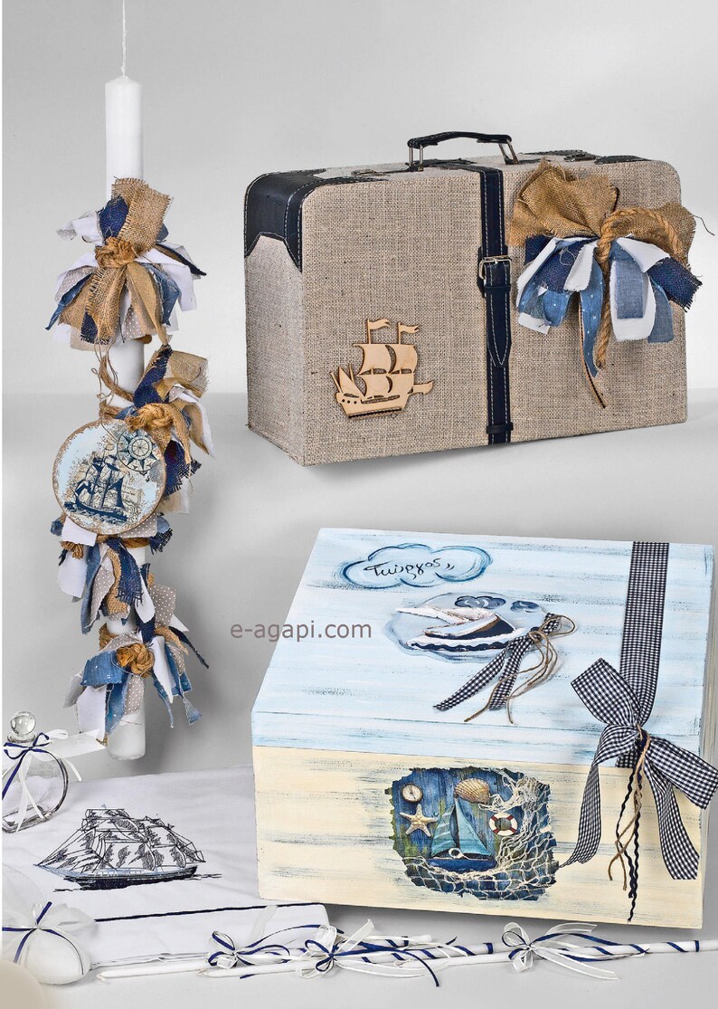 Personalized Keepsake Box Boat Baptism Greek Baptism SET Etsy