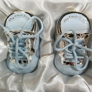 First tooth and curl shoes boxes set 1st birthday gift New born Baby boy welcome Enamelled metalic