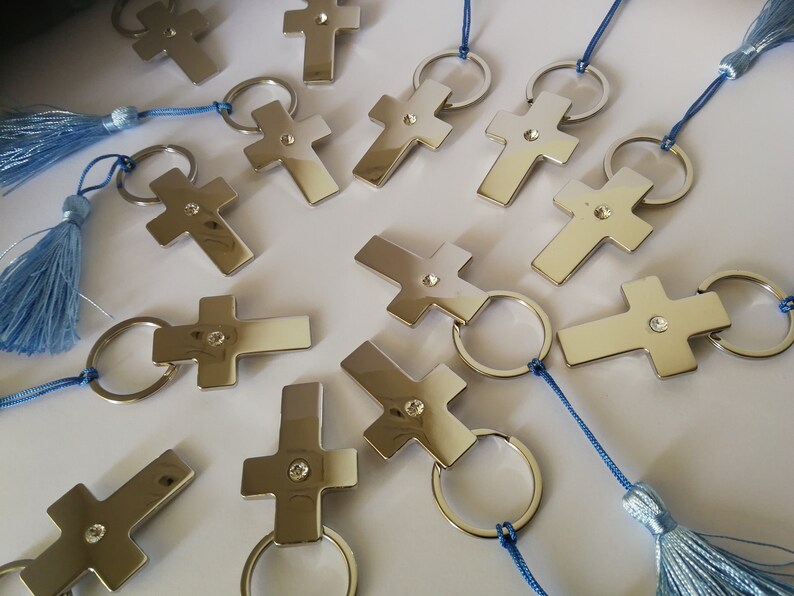 Cross Keychain Favors 30150 Religious Souvenirs Greek Baptism Etsy