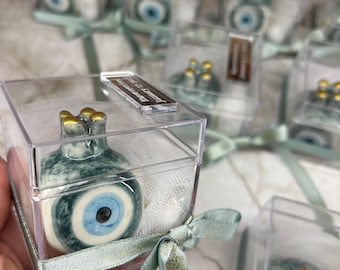 Label Pomegranate Evil Eye Favor: Greek Wedding Baptism Pottery Ornament, Koufeta Gift Box
