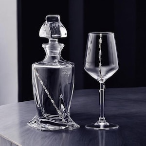 Sterling Silver 925 Crystal wine Wedding Swarovski set Decanter Glass Stainless steel tray Stefana Greek orthodox bridal gifts Luxury