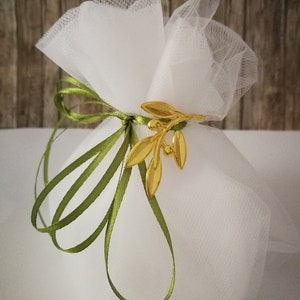 Bomboniere di oliva Bomboniere di nozze 10-300 Bomboniere greche bianche per matrimonio con koufeta Regali per gli invitati al matrimonio Sacchetto di tulle matrimonio greco Stile unico