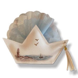 Portachiavi in pelle a forma di barca per battesimo, bomboniere per baby shower, souvenir per neonati, idee regalo per gli ospiti del battesimo, bambino e bambina, battesimo greco