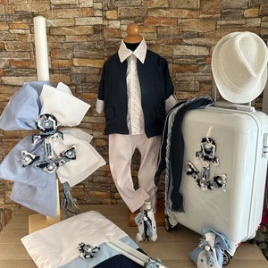 Anker komplettes Taufset Outfit Trolley Koffer Kerze Handtuch Set Flasche Seife Zeremonie Baby Jungen handgemachte Geschenke