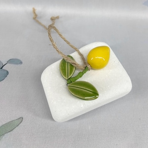 Pisapapeles de limón, cerámica griega, adorno de mármol hecho a mano con soporte propio, Gouri 2027, Año Nuevo, Buena Suerte, Gouri, Regalo de decoración para el hogar nuevo