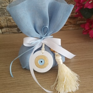 Sacchetto portaconfetti in ceramica per bomboniere anti-malocchio Koufeta, souvenir per invitati di nozze e battesimi