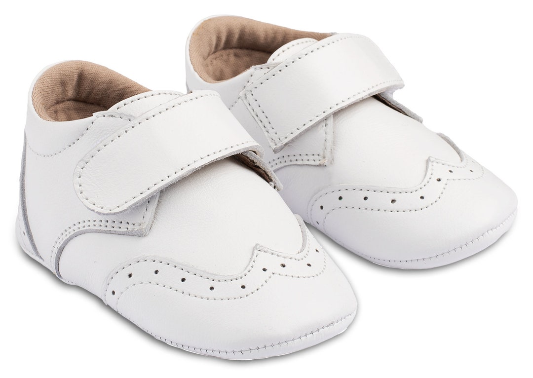 Oxford New Born Baby Boy Shoes White Leather Wingtips Baby Boy Wedding