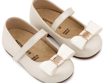 Skórzane buty na obcasie dla dziewczynki, kolor kości słoniowej, buty letnie, buty ślubne dla niemowląt, buty do chrztu dla niemowląt, rozmiar EU 19-25, buty dla księżniczki