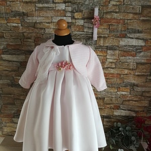 Baby pink Couture outfit Baby girl dress Greek orthodox baptism Toddler formal wedding Party set christening Unique design