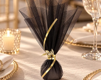Corsetry Olive branch favors black Wedding souvenirs Greek bomboniere koufeta double tulle Elegant guest gifts