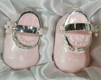 First tooth and curl shoes boxes set 1st birthday gift New born Baby girl welcome Enamelled metalic